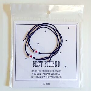 Best Friend Bracelet Set - 2 Matching Heart Bead Bracelets Adjustabl Gift Ready